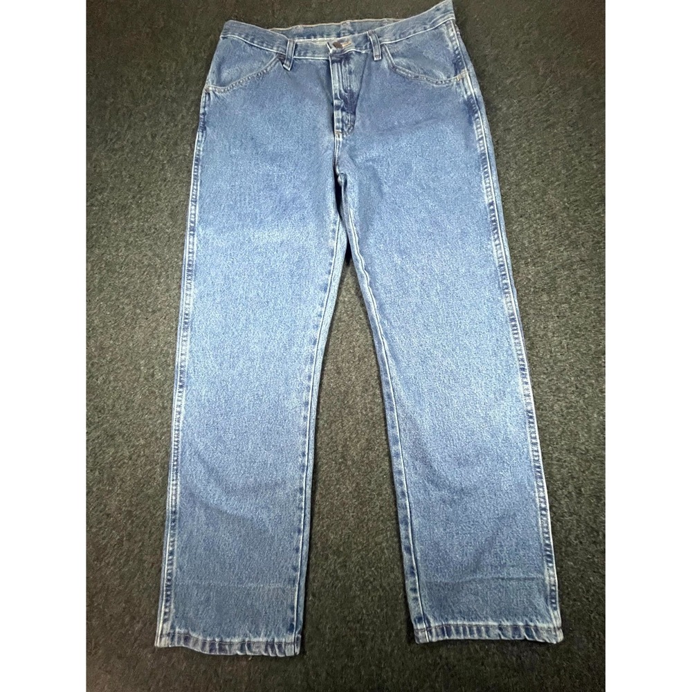 Vintage Rustler Regular Fit Jeans Men 35x30 Blue Denim Straight Leg Travel Retro